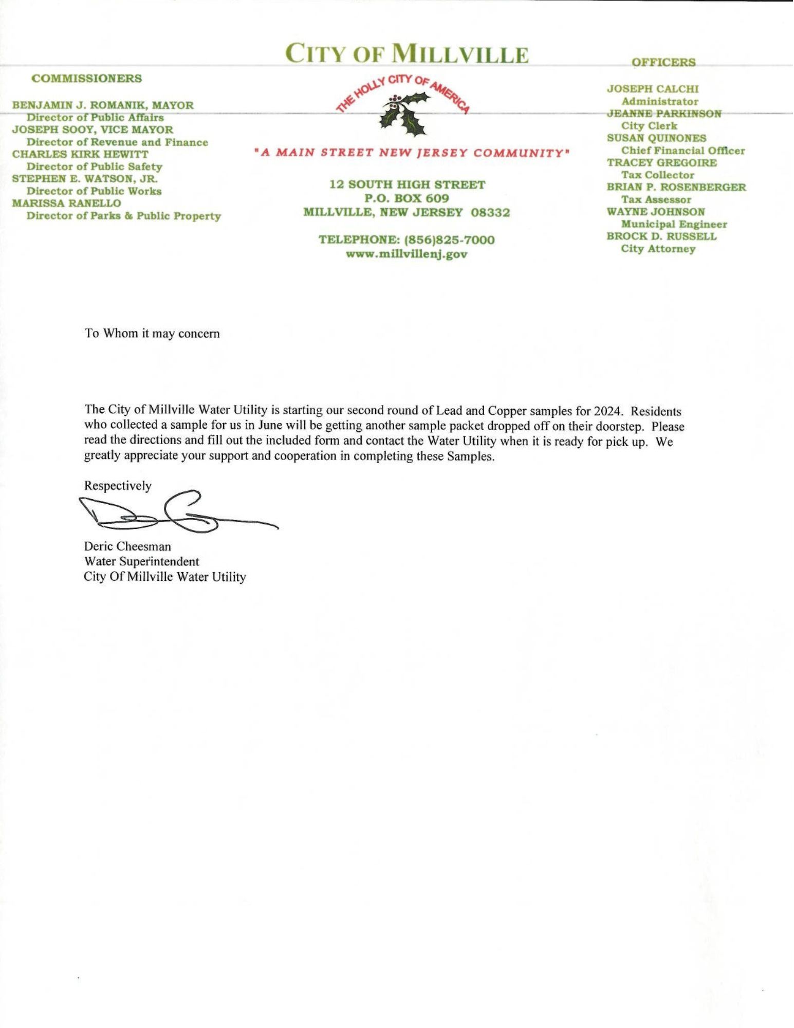 water utility notice 2024