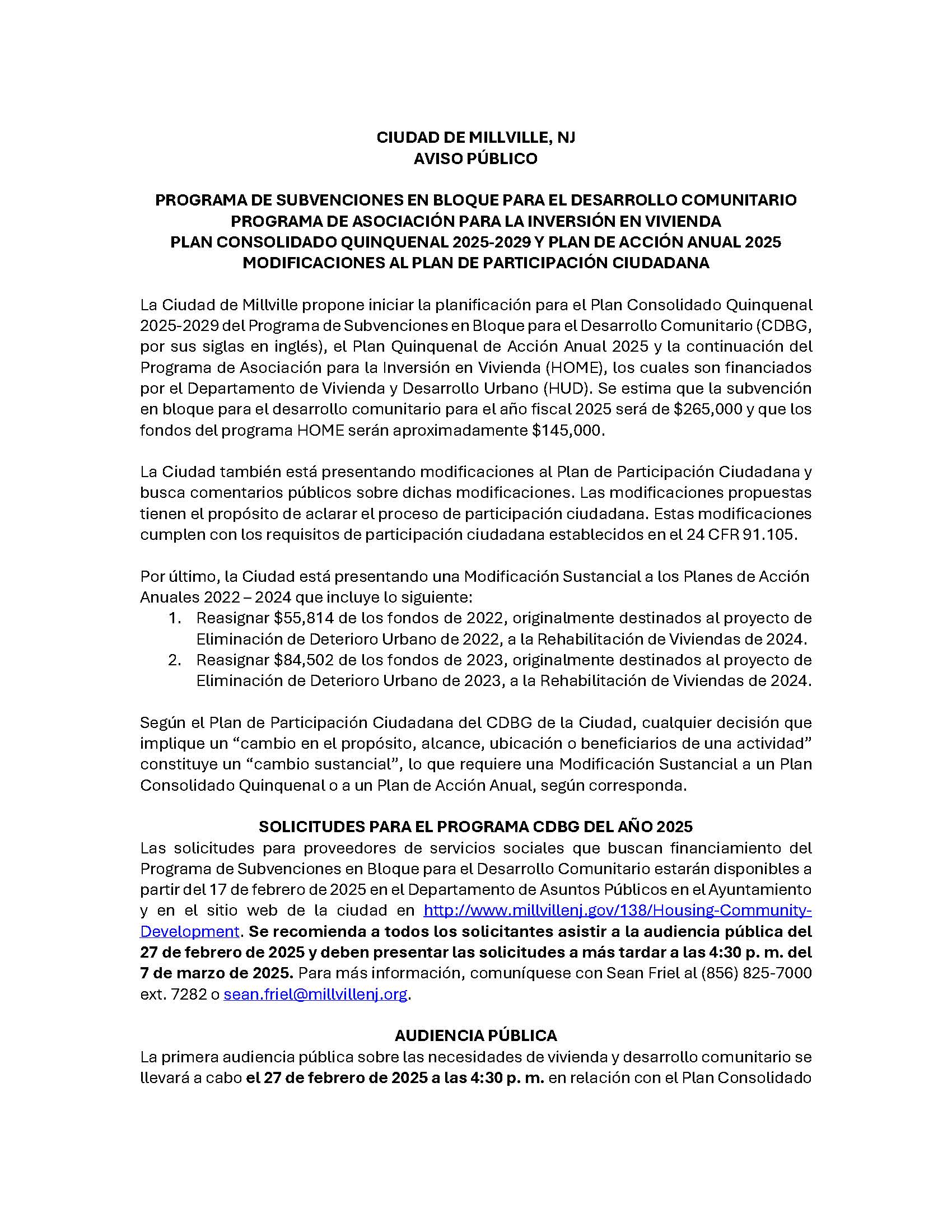 Millville 2025 Draft Public Notice 1 V2- Spanish (002)